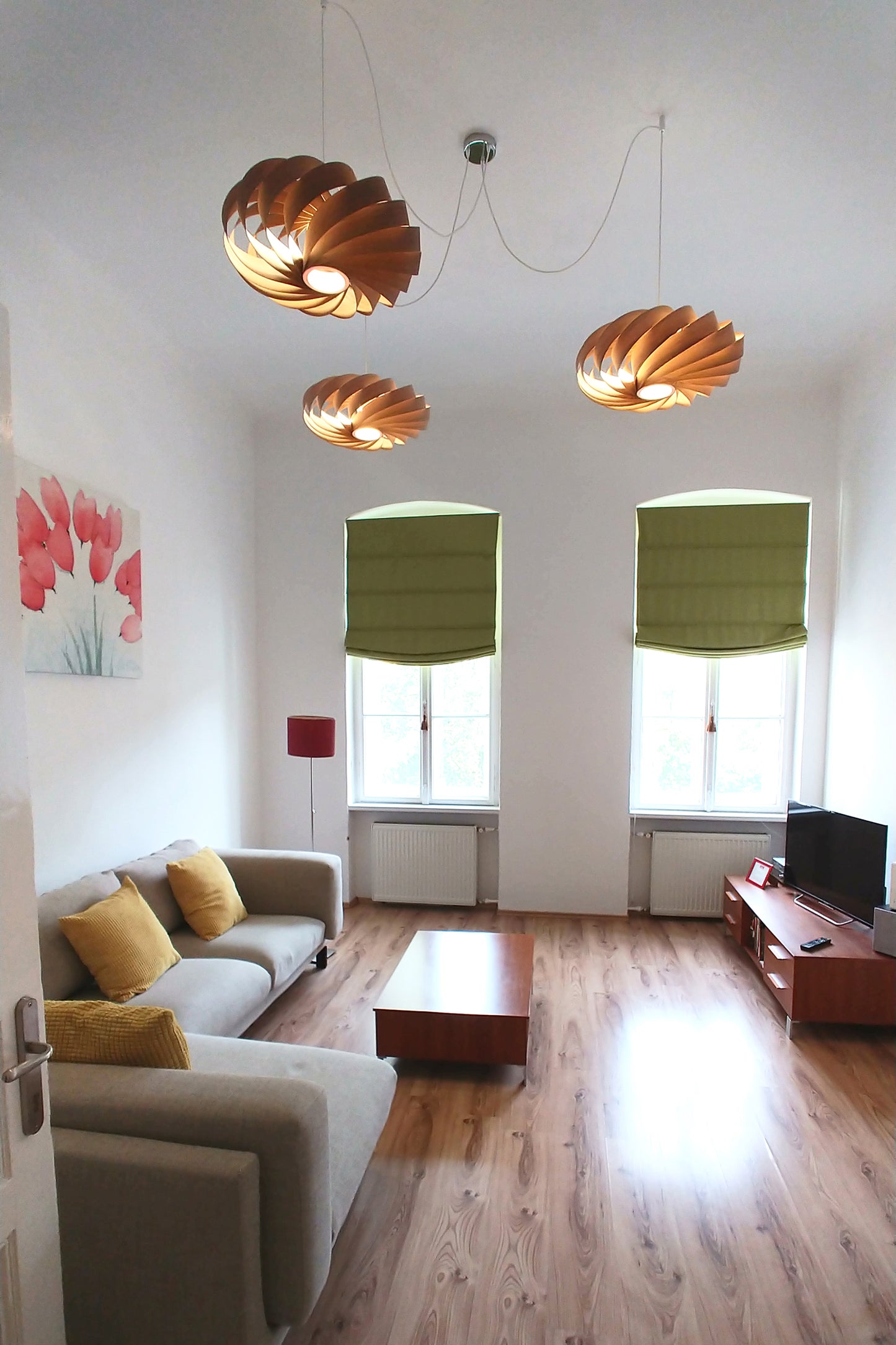 L06B, 60-70cm Handmade pendant lamp from birch veneer