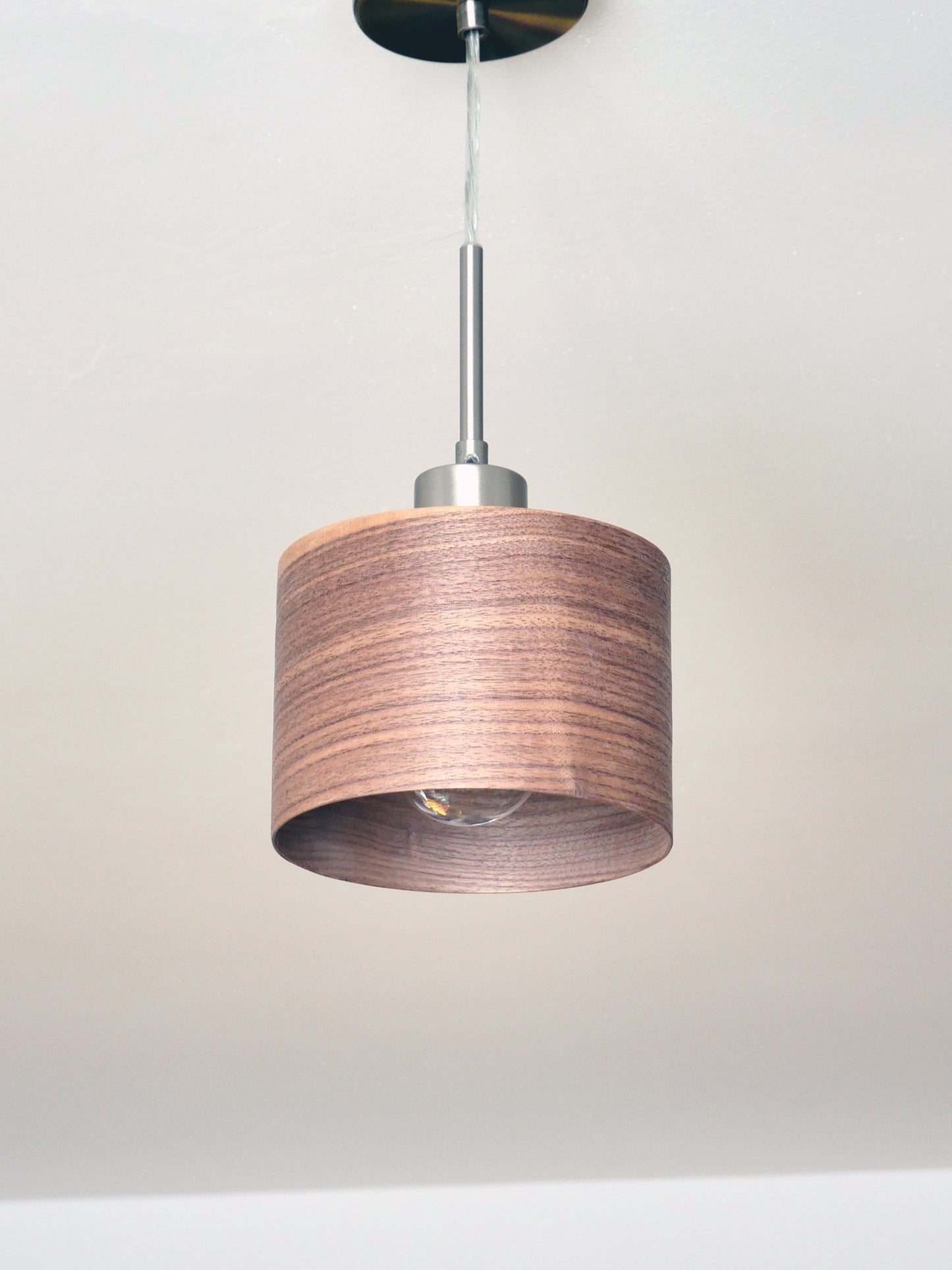 L24 O Handmade Walnut wood veneer pendant Lamp