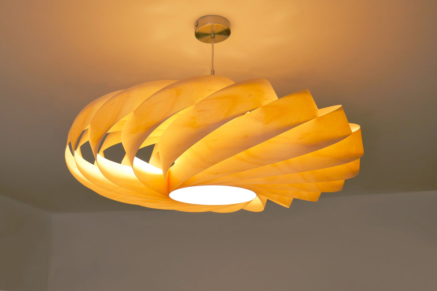 L06B, Suspension artisanale en placage de bouleau, 60-70cm