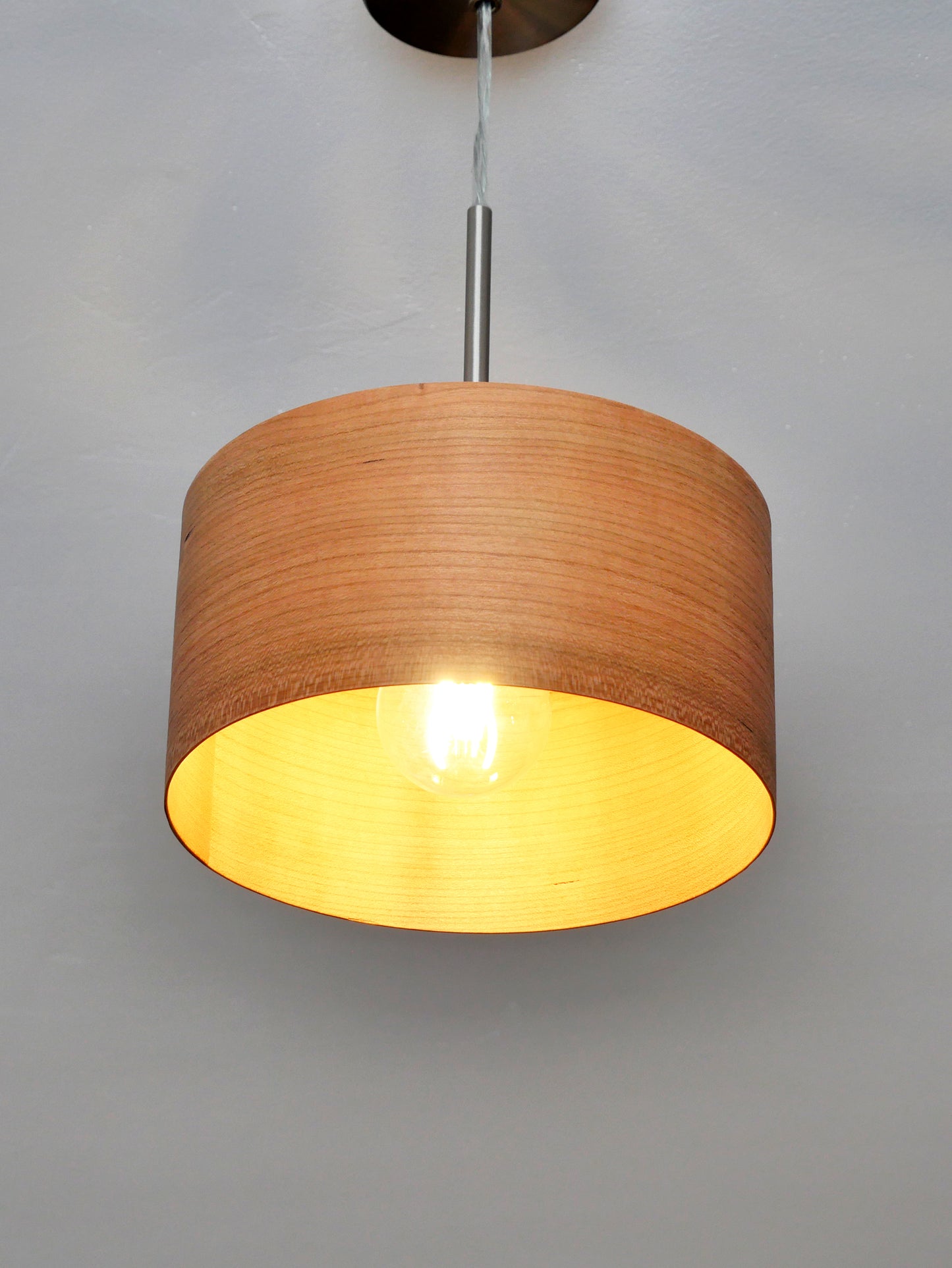 L24 C Handmade Cherry wood veneer pendant Lamp