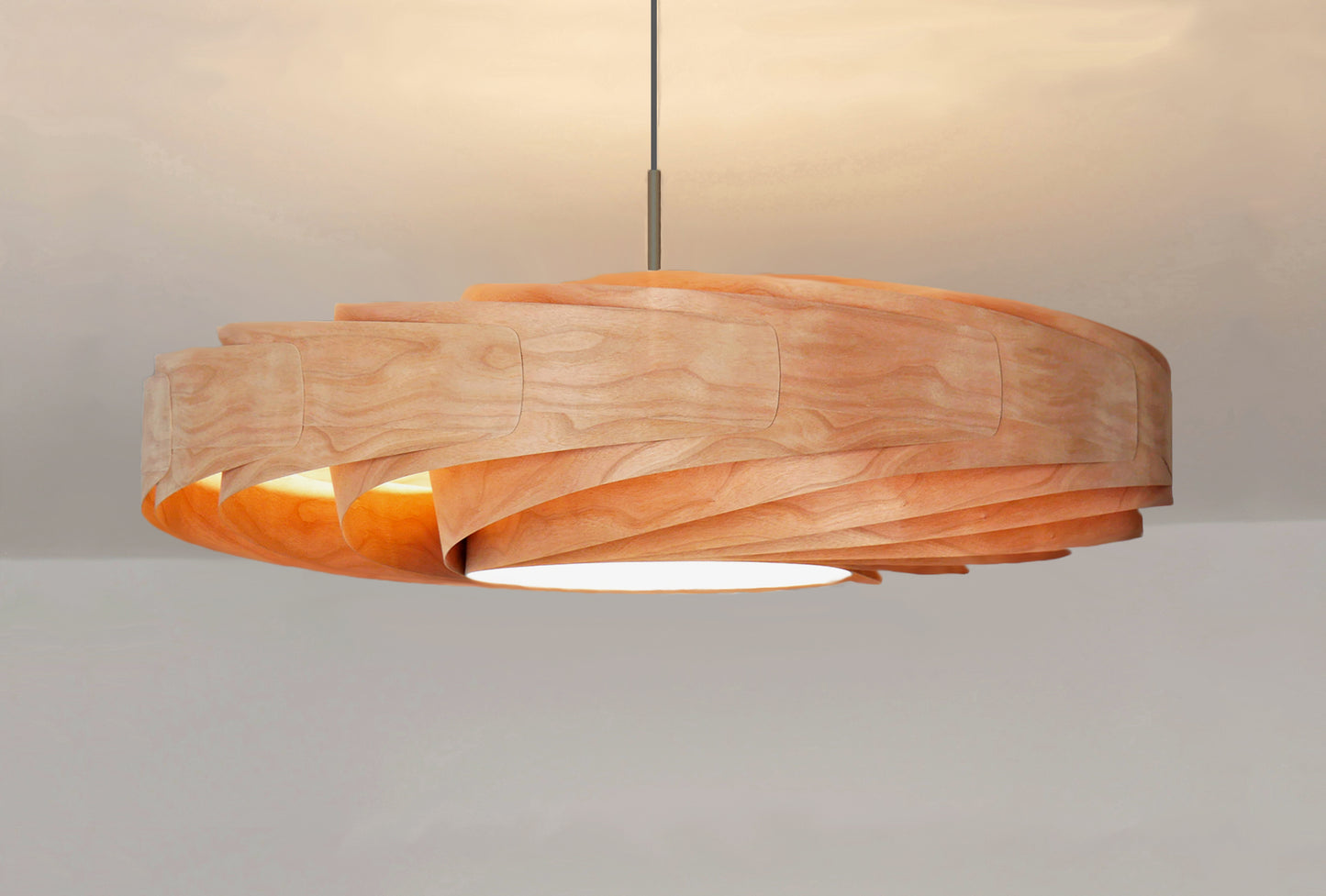 L21B, 60-80cm Handgefertigte Hängelampe aus Birkenfurnier