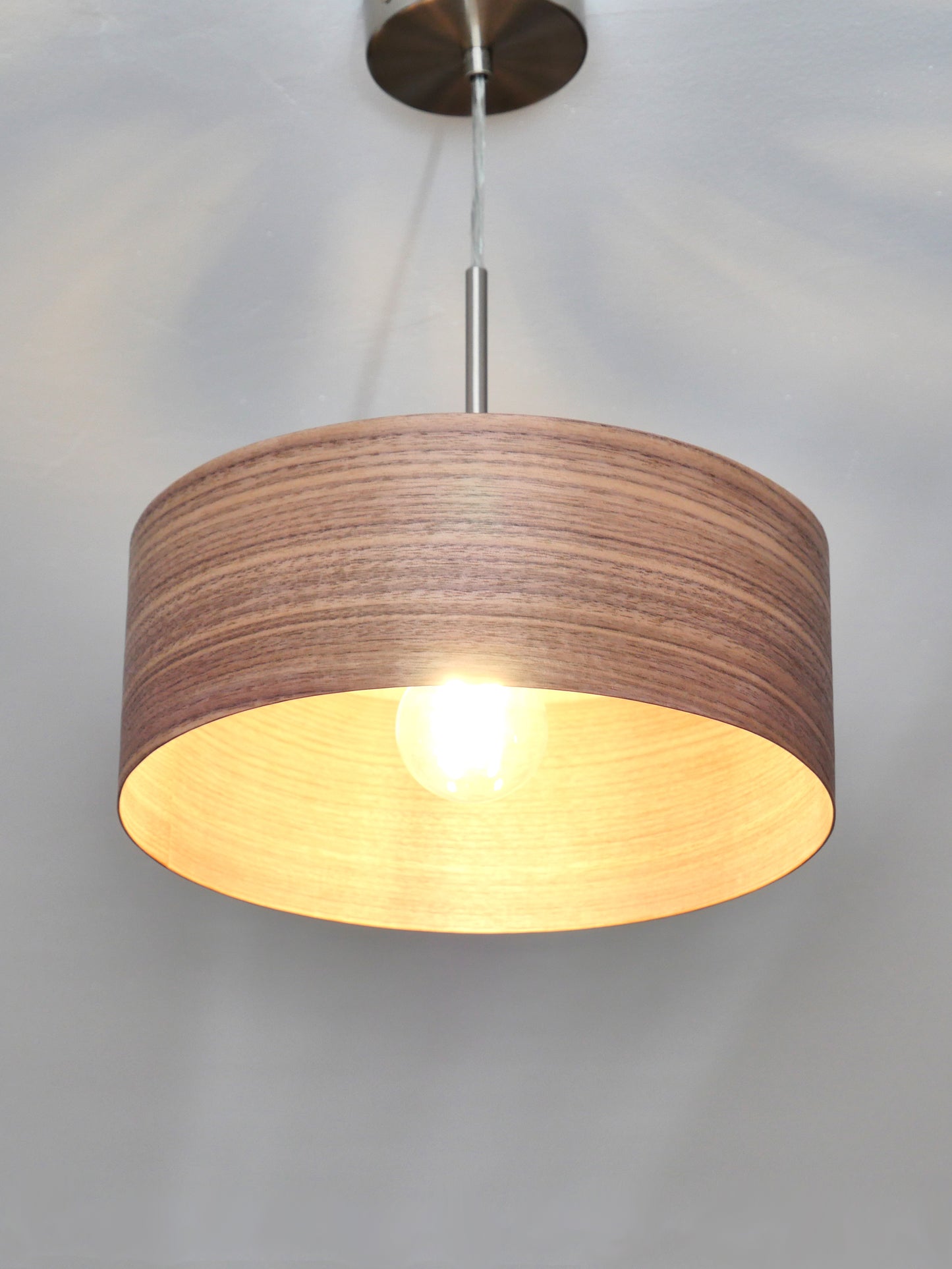 L24 O Handmade Walnut wood veneer pendant Lamp