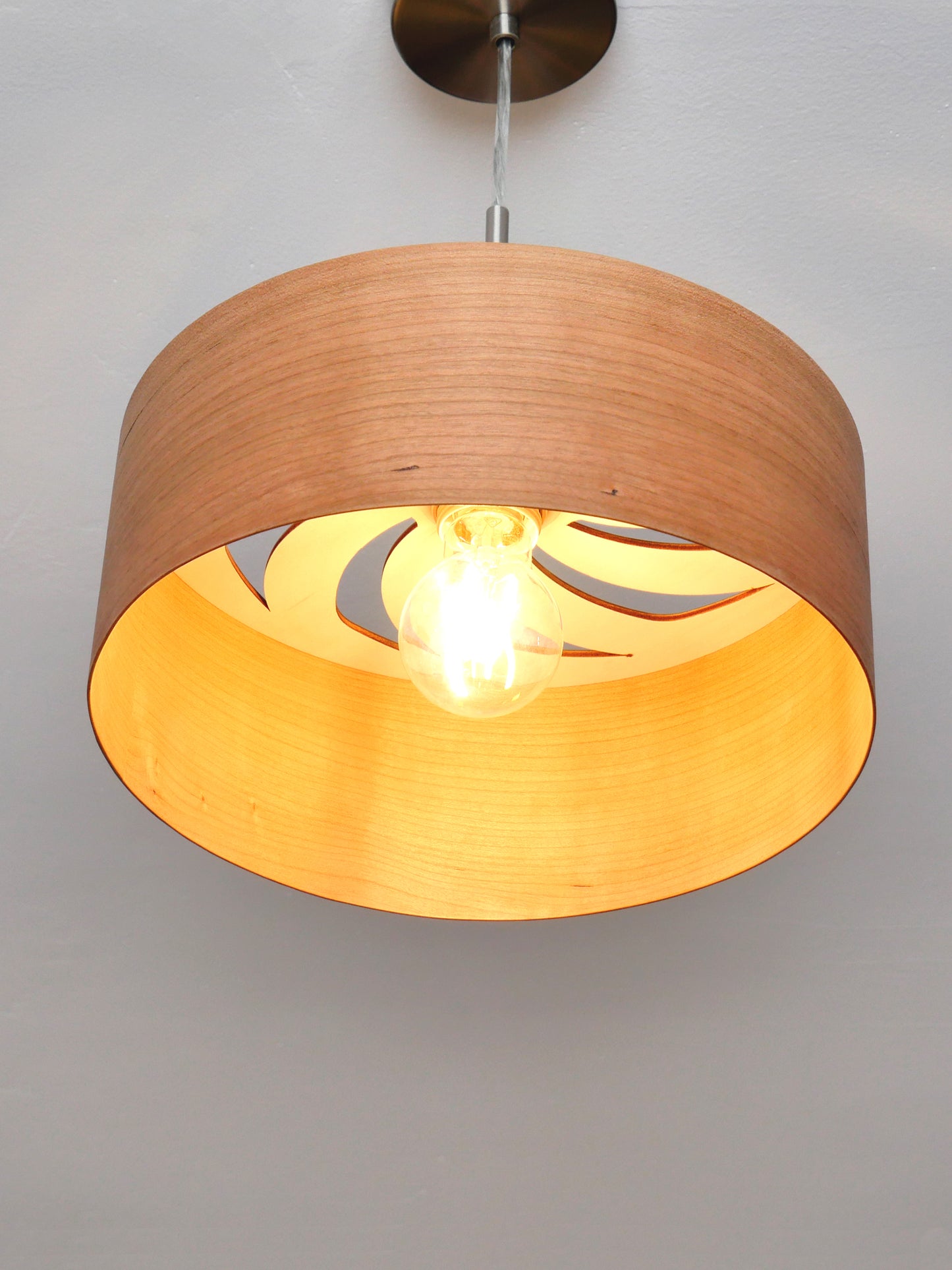 L24 C Handmade Cherry wood veneer pendant Lamp