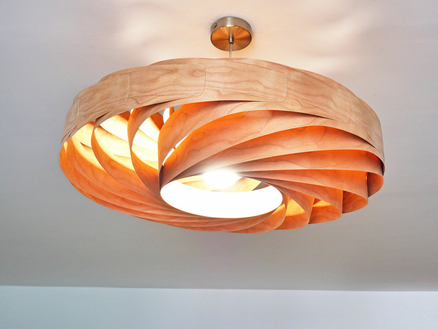 L21B, 60-80cm Handgefertigte Hängelampe aus Birkenfurnier