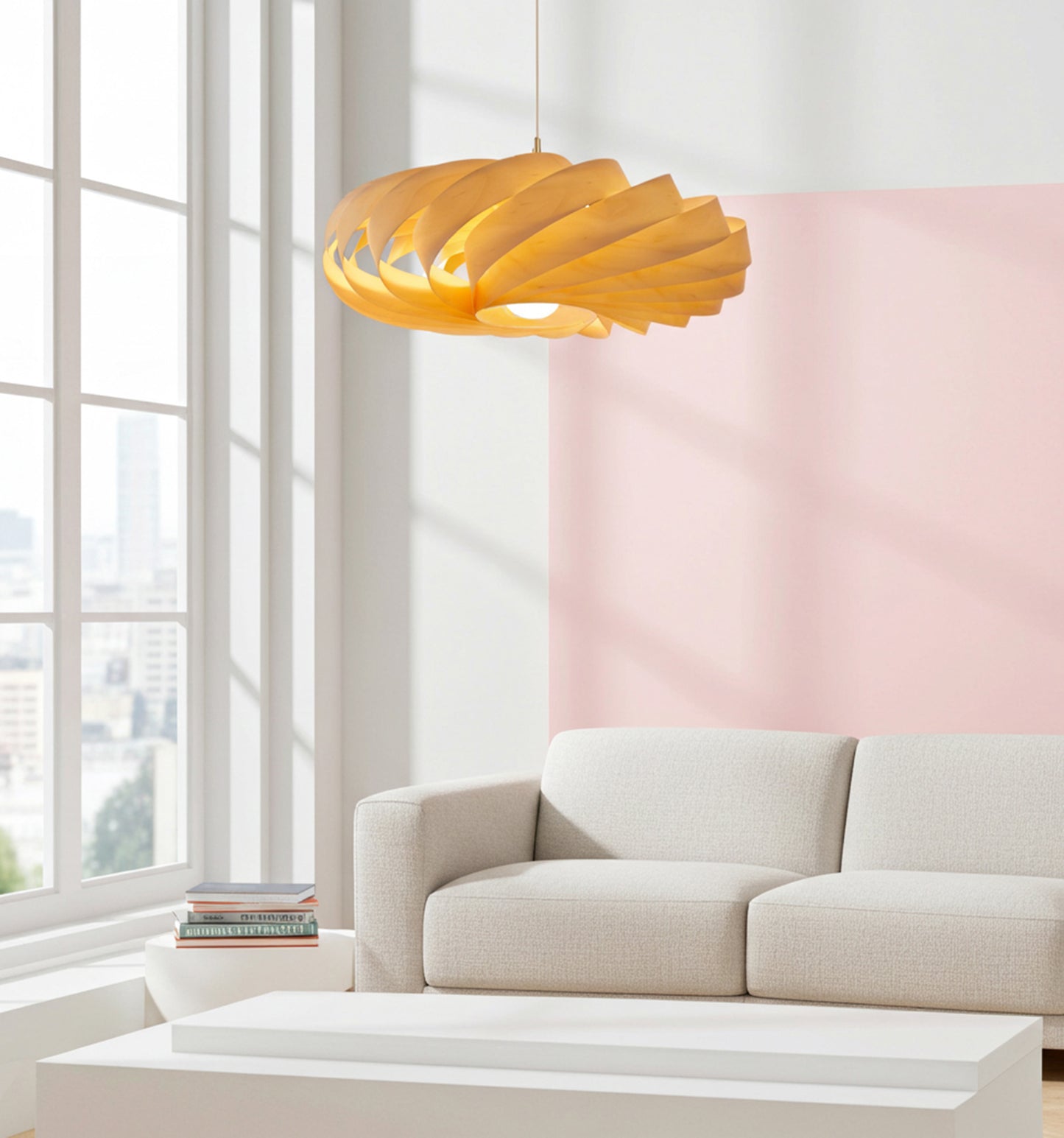 L06B, Suspension artisanale en placage de bouleau, 60-70cm