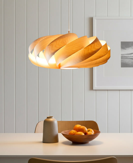 L06B, 60-70cm Handgefertigte Pendelleuchte aus Birkenfurnier