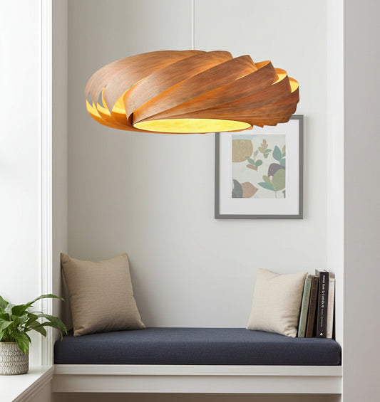 L06C, 80cm handgefertigte Pendelleuchte aus Kirschbaumfurnier