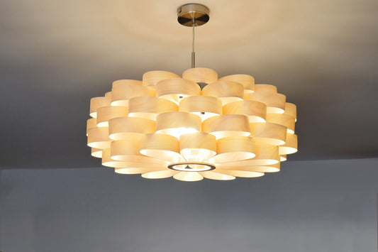 L09B, 60-70cm Handmade pendant lamp from birch veneer