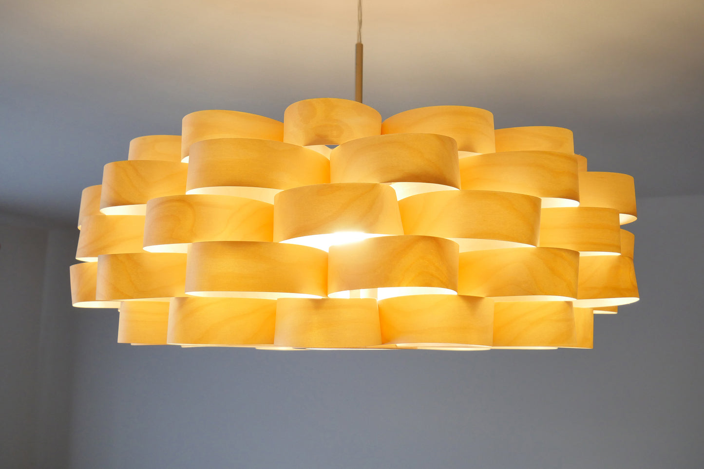 L09B, 60-70cm Handmade pendant lamp from birch veneer