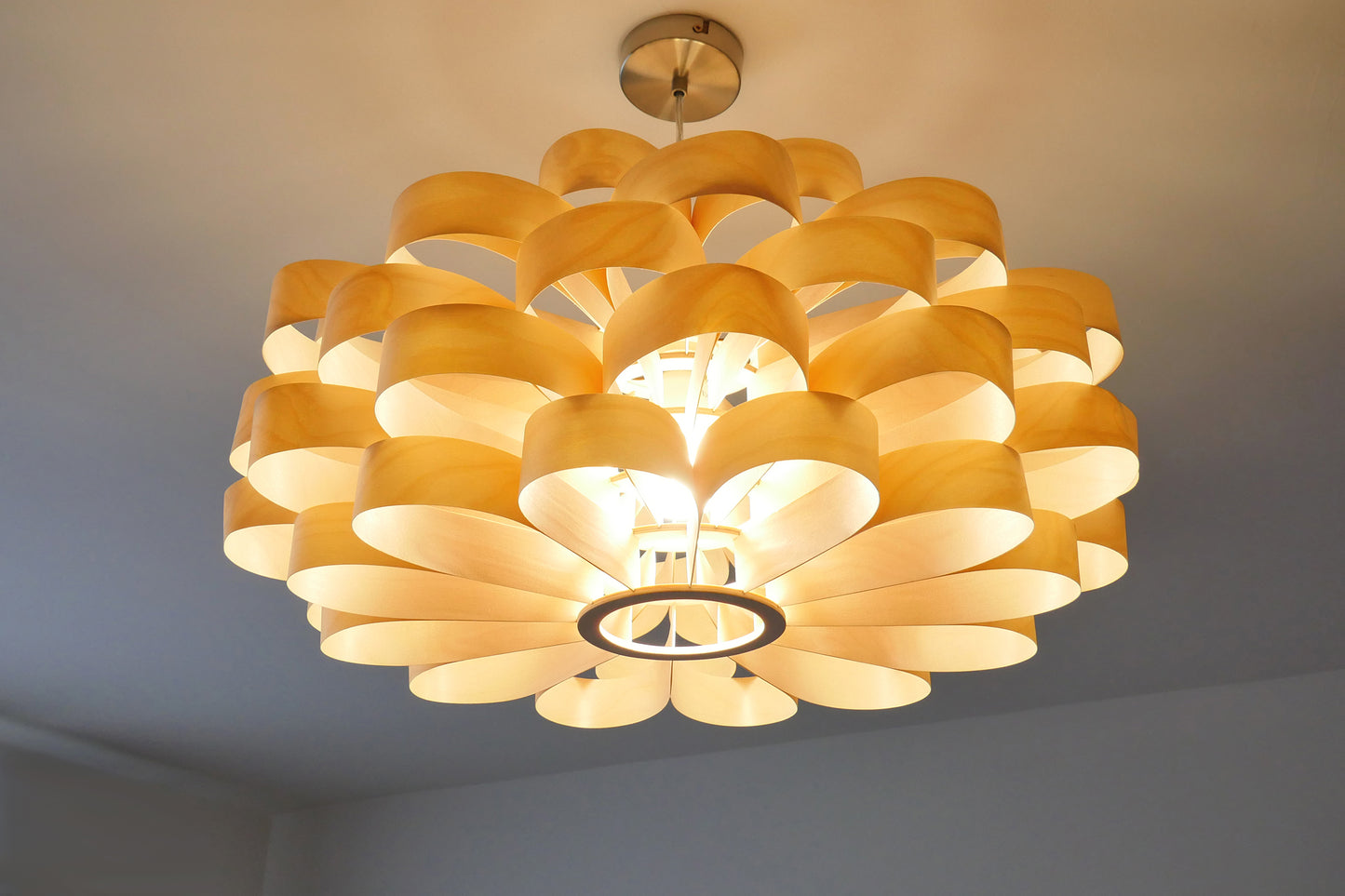L09B, 60-70cm Handmade pendant lamp from birch veneer