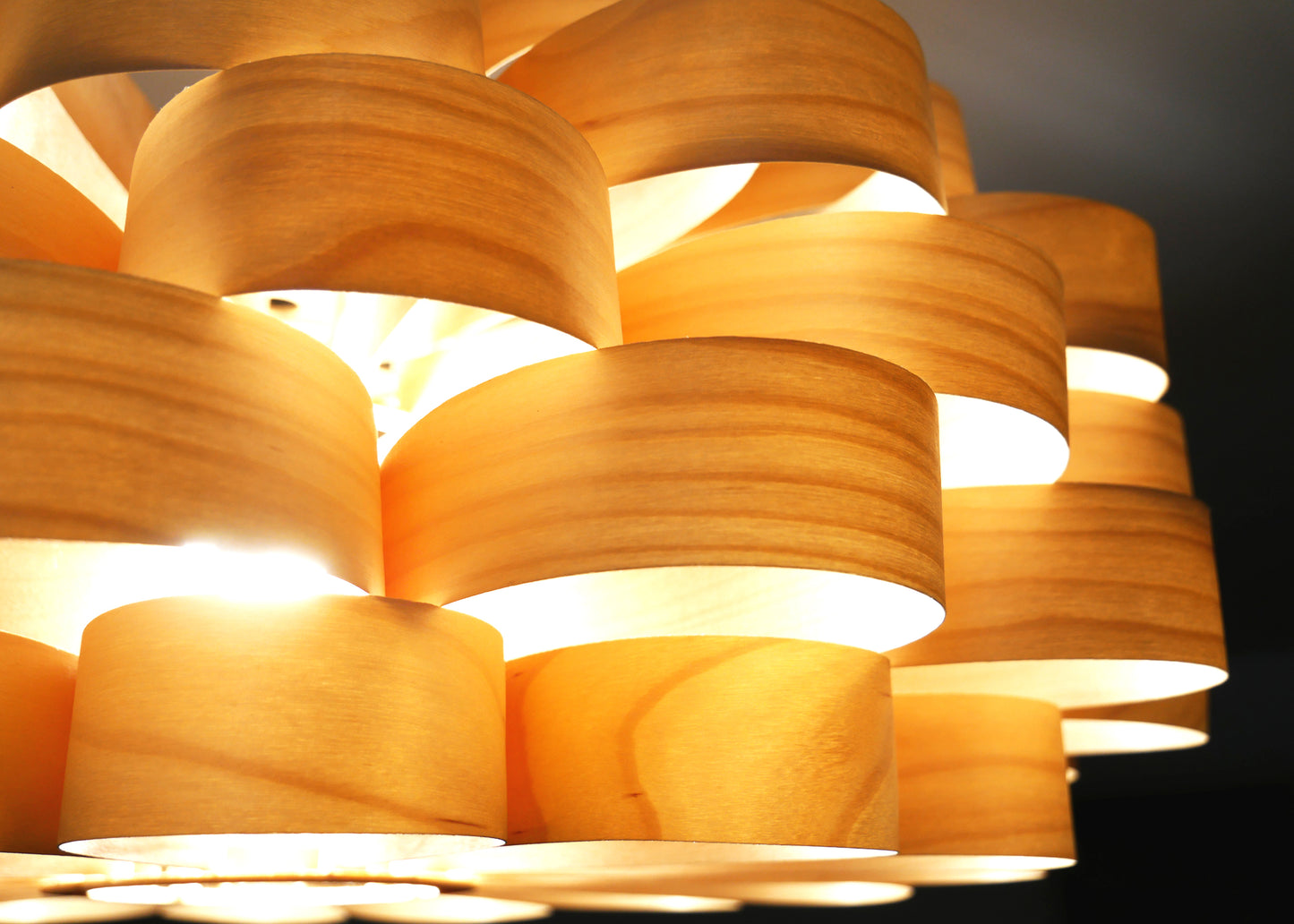 L09B, 60-70cm Handmade pendant lamp from birch veneer