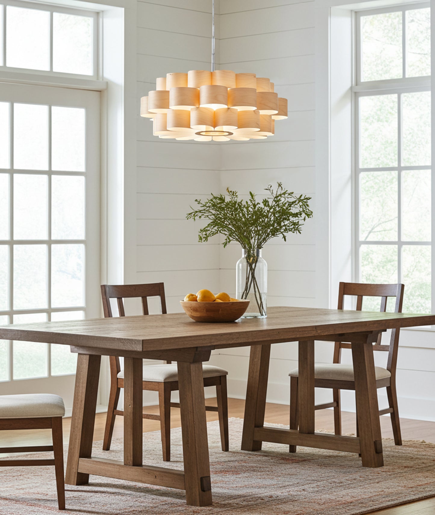 L10B, 60-70cm handgefertigte Hängelampe aus Birkenfurnier