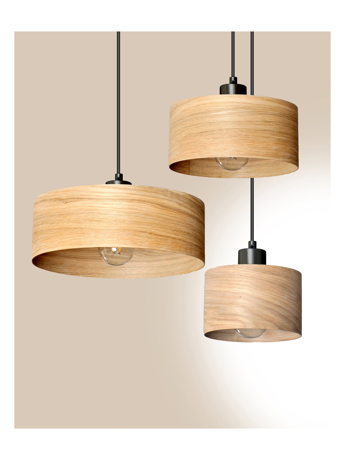 L06B, 60-70cm Handgefertigte Pendelleuchte aus Birkenfurnier