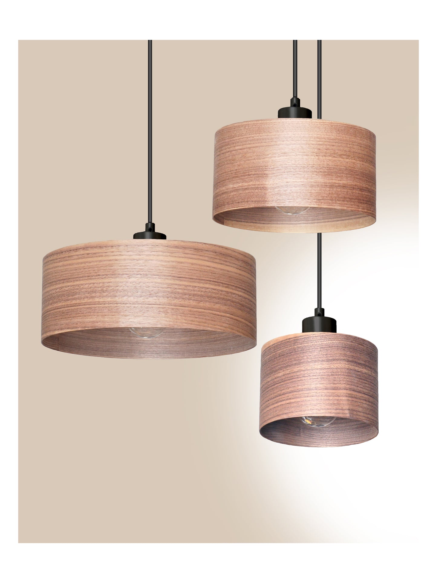 L24 O Handmade Walnut wood veneer pendant Lamp
