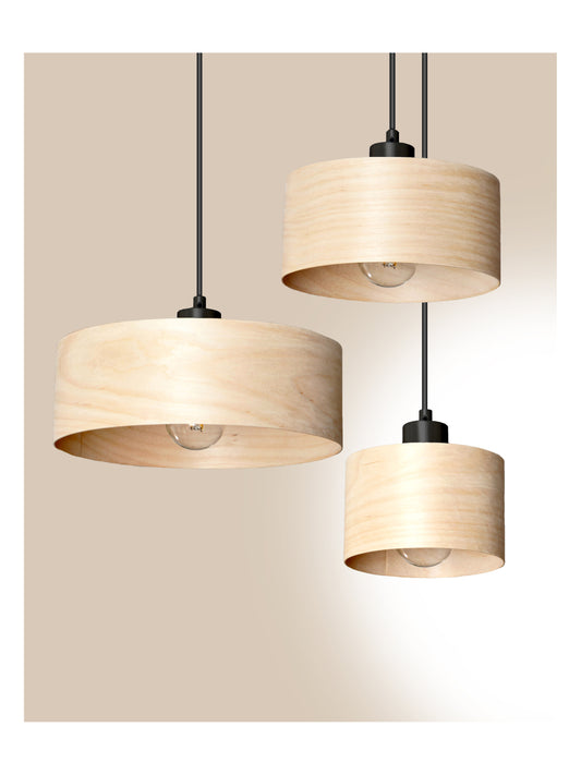 L06B, 60-70cm Handgefertigte Pendelleuchte aus Birkenfurnier