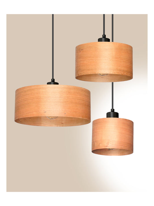 L06B, 60-70cm Handgefertigte Pendelleuchte aus Birkenfurnier