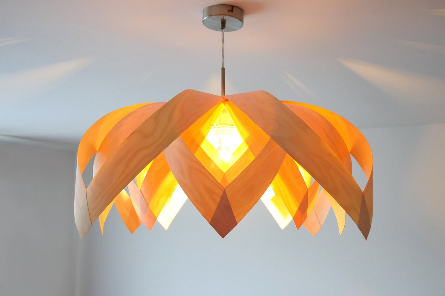 L18B, 70cm Handmade pendant lamp from birch veneer.